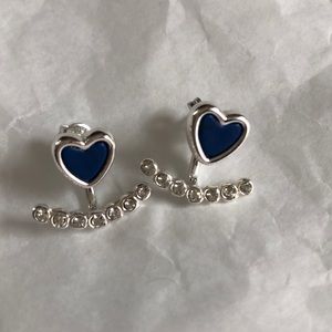 Ear jackets silver with blue hearts 💙